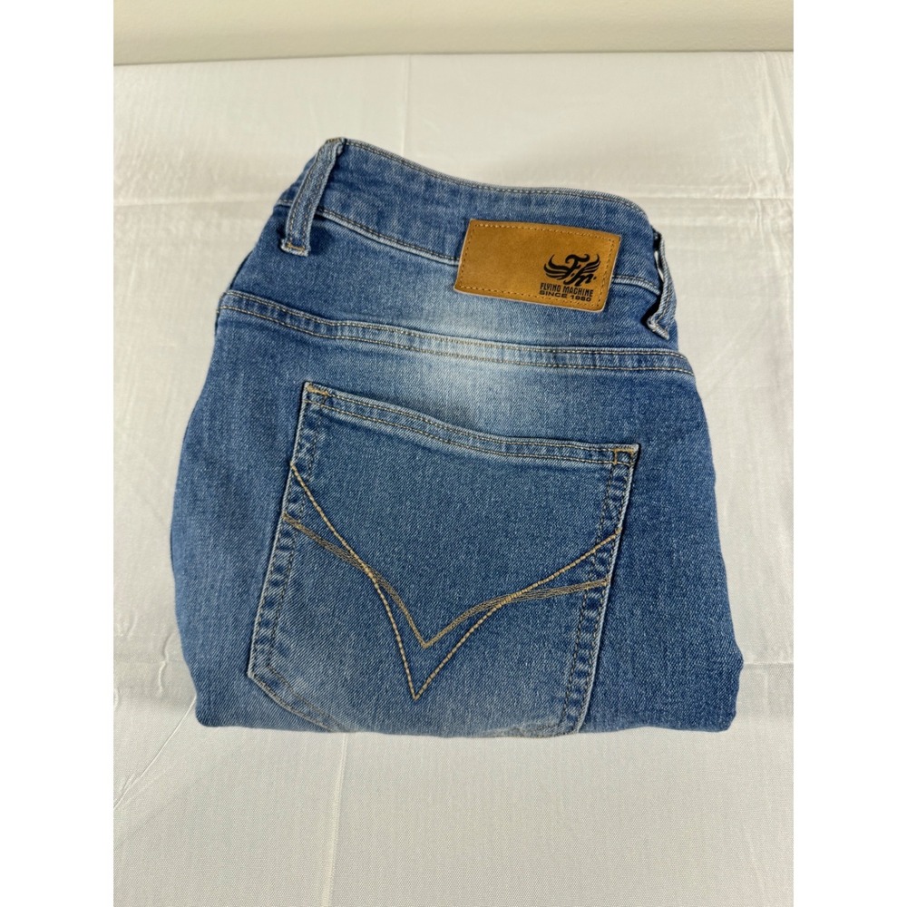 Flying Machine Slim Tapered Jeans Mens 34 Blue Medium Wash Denim Stretch